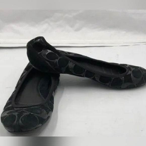 Coach Designer Monogram Black Signature Aria Flats - Size 7 Women's - Picture 3 of 6